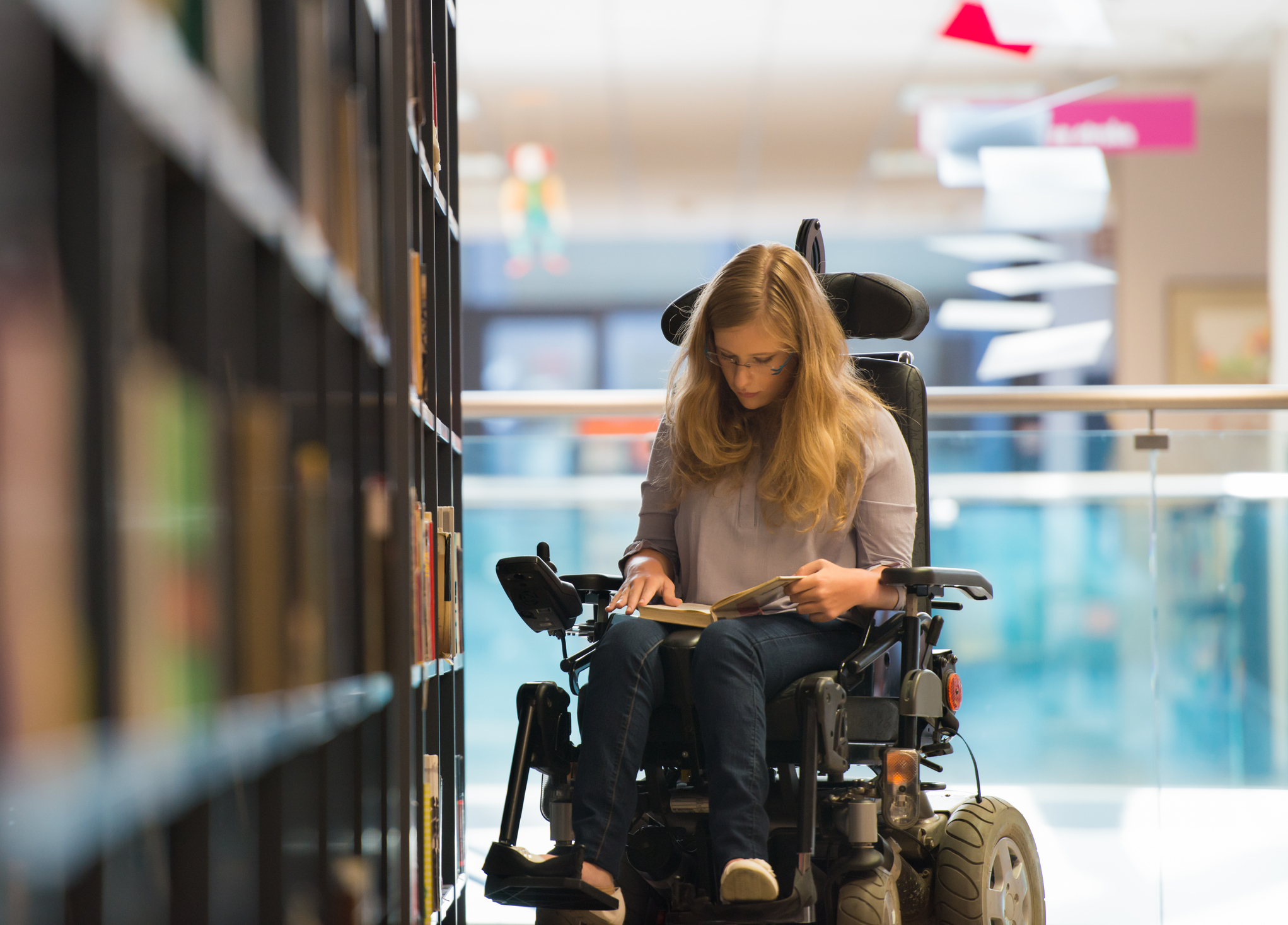 Handicapped Girl In Library
